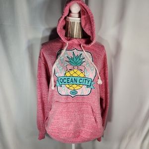 New York Area Code 212 Ocean City MD Pink Pullover Hoodie Size Medium